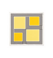 Sarı Geometrik Desenli 50x50 Saten Fular Kadın Boyun Fuları