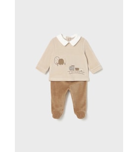 Mayoral Newborn Erkek Bebek Kadife Takım Kahverengi