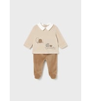 Mayoral Newborn Erkek Bebek Kadife Takım Kahverengi
