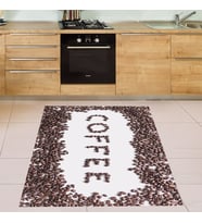Coffee Kahve Çekirdekleri Desenli Dijital Baskı Yıkanabilir Leke Tutmaz Kaymaz Taban Mutfak Halısı (Kahverengi)
