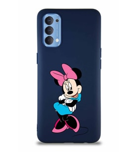 Oppo Reno 4 Soft Premier Kapak Minnie Mouse-D Tasarımlı Silikon Kılıf - Lacivert (Şeffaf)