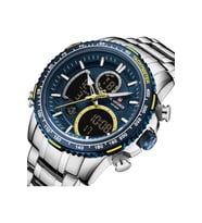 Naviforce Gri Çelik Kordon Dijital/Analog Erkek Kol Saati NF-9182M-BLUYLW