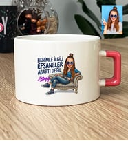 Kişiye Özel Karikatürlü Benimle İlgili Efsaneler Lüks Fincan Doğum Günü Hediyesi