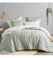 Spaces İkiz Yorgan Seti - 2 adet (1 Mikrofiber Yorgan ve 1 Parça) Çiftlik Evi Yatak Yorganı Tüm Mevsimler için Boho Nevresim Takımı, Hafif Katı Yatak Yorgan Takımları, İkiz/İkiz XL, Adaçayı