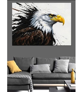 Modern Sanat Suluboya Kartal Portresi Dekoratif Kanvas - Mdf Ahşap Tablo