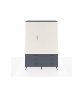 Arges Dolap 5 Raflı 6 Çekmeceli Tek Askılı 132x30x195 Antrasit-Aytaşı/Antrasit
