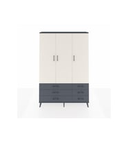 Arges Dolap 5 Raflı 6 Çekmeceli Tek Askılı 132x30x195 Antrasit-Aytaşı/Antrasit