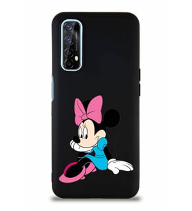 Realme 7 Soft Premier Kapak Minnie Mouse-E Tasarımlı Silikon Kılıf - Siyah (Şeffaf)