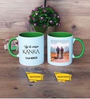 Kankaya Hediye Kupa Bardak Yeşil Fotoğraflı Arkaşadaşa Hediye