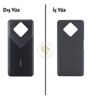 Infinix Zero 8 Siyah Uyumlu Arka Kapak Arka Cam Batarya Pil Kapağı Lazer Kesim Back Cover