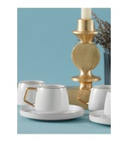 Saturn 6 Kişilik Kahve Fincanı Takımı 90 ml Gold (Beyaz)