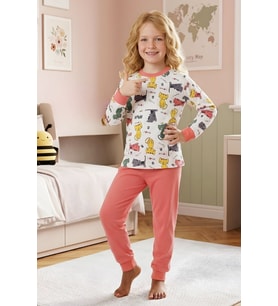 Kız Çocuk %100 Pamuk Pijama Takımı 4-11 Yaş 12628 MODANINO