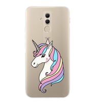Huawei Mate 20 Lite Uyumlu Kamera korumalı Kapak Unicorn Tasarımlı  Şeffaf Kılıf