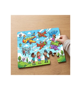 Rengarenk Uçaklar - Mutlu Çocuklar Tasarımlı 24 Parça Ahşap Çocuk Puzzle
