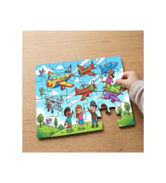 Rengarenk Uçaklar - Mutlu Çocuklar Tasarımlı 24 Parça Ahşap Çocuk Puzzle