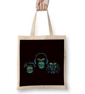 See Hear Speak No Evil Japan Japanese Wise Monkeys Gorilla Bez Çanta Uzun Saplı
