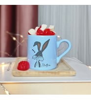 Bugs Bunny Tasarımlı Kişiye Özel Mavi Türk Kahvesi Fincanı