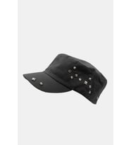 Kadın Asker Stili Siyah Taşlı Tasarım Şapka Full Cap 57cm