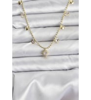 Zirkon Taşlı Kutup Yıldızı Model Pirinç Gold Renk Kadın Kolye 5886 - HPSBYI1230-7513