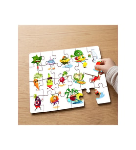 Mutlu Sebzeler- Tasarımlı 24 Parça Ahşap Çocuk Puzzle MPK1192