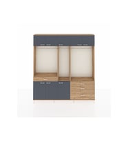 Arges Dolap 8 Raflı 4 Çekmeceli 3 Askılı 220x30x243 Çam-Antrasit/Çam