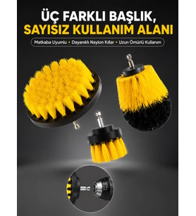 Banyo ve Mutfak İçin Matkap Ucu Temizlik Fırçası 3’lü Set