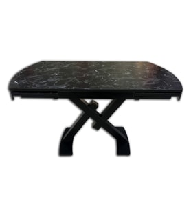 Masa 13662 V Ayak Model Metal Siyah Yan açıl MDF Tabla Siyah mermer desen El Yapı (Siyah - Gümüş)