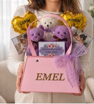 CANIM ANNEM-KİŞİYE ÖZEL FOTOĞRAFLI VE İSİMLİ  ÇANTA TASARIMLI  ANNE VE YAVRU AYICIKLAR BUKETİ