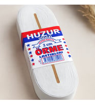 Yassı Geniş Paça Lastik 2 cm Beyaz - 10 m