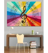 Müzik Notası Soyut Desen Dekoratif Kanvas - Mdf Ahşap Tablo
