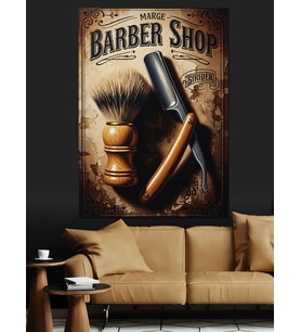 Barber Shop Nostaljik Tıraş Malzemeleri Dekoratif Kanvas - Mdf Ahşap Tablo
