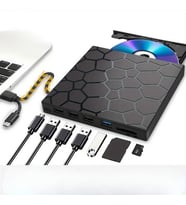 TechTic 8’si 1 Arada Harici CD DVD Yazıcı USB 3.0 Type-C – Çoklu USB Hub, SD/TF Kart Okuyucu, Taşınabilir Optik Sürücü