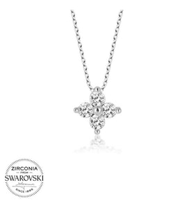 Swarovski Taşlı Gümüş Çiçek Bayan  Kolye