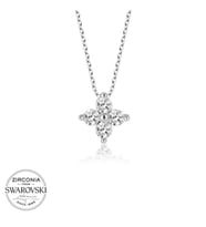 Swarovski Taşlı Gümüş Çiçek Bayan  Kolye