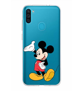 Samsung Galaxy M11 Kapak Mickey Mouse Tasarımlı Şeffaf Silikon Kılıf