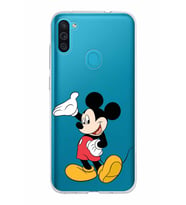 Samsung Galaxy M11 Kapak Mickey Mouse Tasarımlı Şeffaf Silikon Kılıf