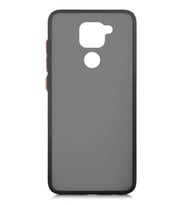 Xiaomi Redmi Note 9 Kılıf Mat Yüzey Renkli Kenar Silikon (Siyah)