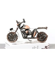 Retro Ferforje Motosiklet Modeli Yaratıcı Metal Sanat Heykel  Koleksiyonu Süs Masaüstü Decoratif (Bordo)