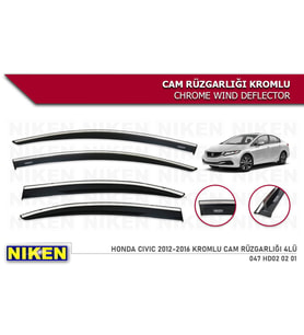 Honda civic fb7 Kromlu Cam Rüzgarlığı Niken 2012-2016 arası kasalara uyumlu (Beyaz)