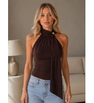 Kadın Fular Detay Slim Fit Modal Örme Bluz 26054