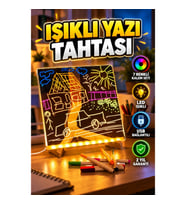 LED Işıklı Akrilik Yazı Tahtası 7 Renkli Kalem Setli USB Bağlantılı