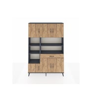 Arges Dolap 10 Raflı Tek Çekmeceli 6 Kapaklı 132x30x195 Antrasit-Çam/Çam