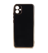 Samsung Galaxy A04E Kılıf Kenarları Gold Kamera Korumalı Renkli Pastel Silikon Siyah BARK (Siyah)