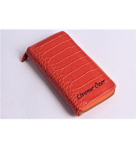 KİŞİYE ÖZEL CROCO MODEL TURUNCU TELEFON BÖLMELİ CÜZDAN