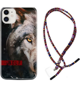 Apple iPhone 11 12 13 Mini Kılıf Boyun Asklı Rasta Silikon Wolf Eyes 1758