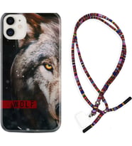 Apple iPhone 11 12 13 Mini Kılıf Boyun Asklı Rasta Silikon Wolf Eyes 1758