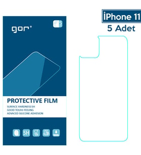 GOR İPhone 11 6.1 Çizilmez Arka Koruyucu Jelatin 5 Adet Set (Şeffaf Hologram)