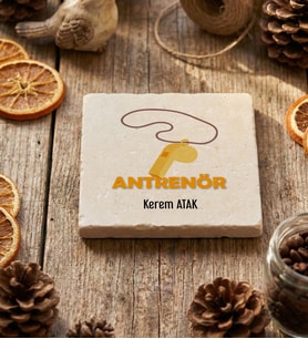 Kişiye Özel Antrenör Bardak Altlığı  Hediyesi (Krem)
