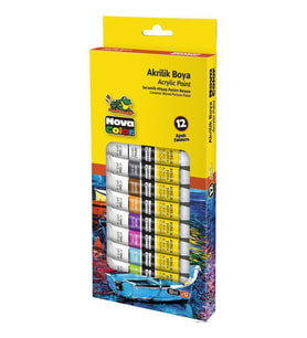 Nova Color Akrilik Boya 12 Renk x 12 ml Tüp 