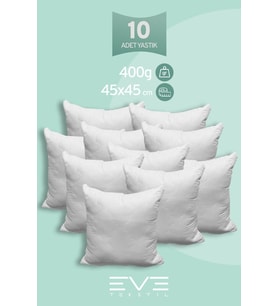 10 Adet Diamant Plus Kare Kırlent Yıkanabilir Antialerjik Silikon Elyaf Yastık 40x40cm 400 gr